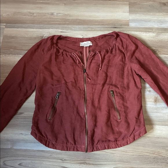 Lucky Brand lightweight Jacket Women’s M Terracotta Linen Blend Full Zip Boho - Picture 3 of 10